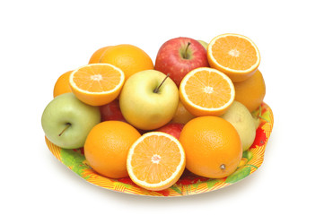 Naklejka na ściany i meble various fruits in the tray isolated on white