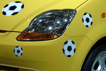 balls of soccer in the car