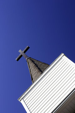 Church Steeple Against Blue Sky