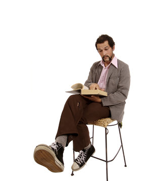 hip young cool guy with dictionary