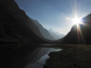 Foto op Plexiglas Alpamayo morning sun in the mountain