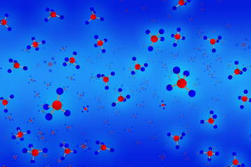 red molecules on blue ground