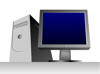 computer with monitor on right