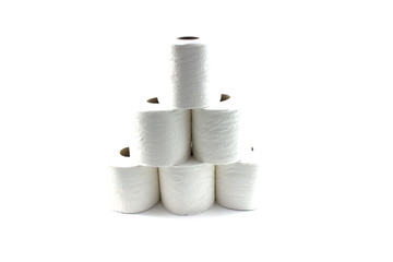 isolated toilet papers forming a pyramid