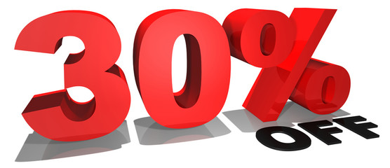 30% off 3d text