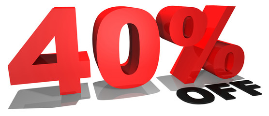 40% off 3d text