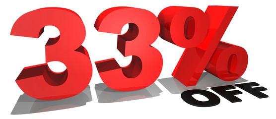 33% off 3d text