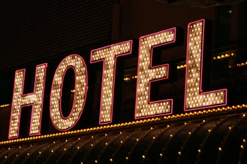 Poster bright hotel neon lights © MaxFX
