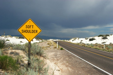 soft shoulder traffic sign