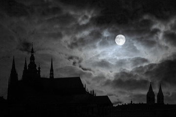 full moon over transilvania - obrazy, fototapety, plakaty