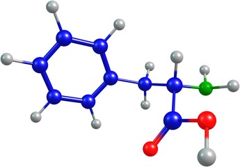 the 3d colorified molecule of phenylalanine