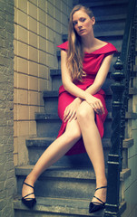 cross-processed portrait of a pretty fashion model