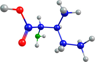 the 3d-rendered colorified molecule of isoleucine