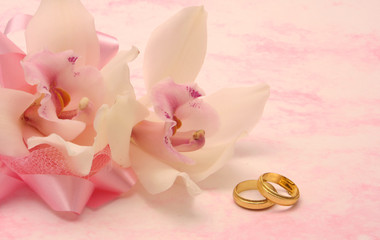 orchid and wedding rings