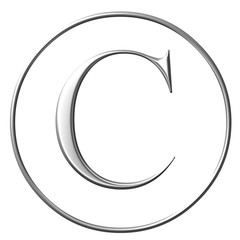 sign of the copyright,  silver bevel symbol