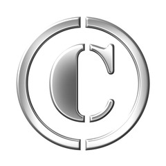 sign of the copyright,  silver bevel symbol