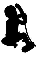 silhouette with clipping path of baby with phone