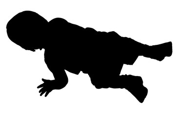 silhouette with clipping path baby crawling