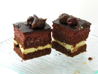 two brown cakes