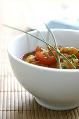 prawn masala on bamboo mat