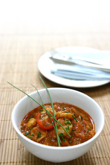 prawn masala on bamboo mat