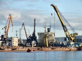 Fototapeta na wymiar busy cargo harbor infrastructure