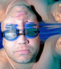 male swimmer as seen underwater