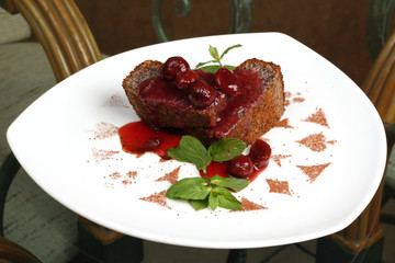 dessert with cherry