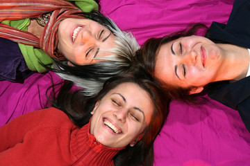 women friends laying