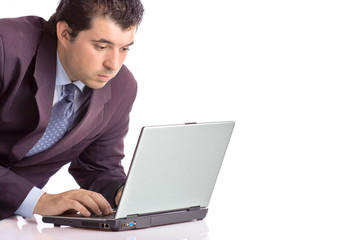businessman working on a laptop computer