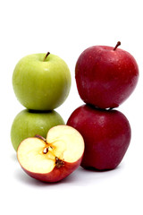 green and red apple