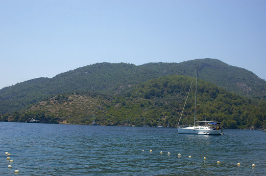 Fototapeta yacht at anchor
