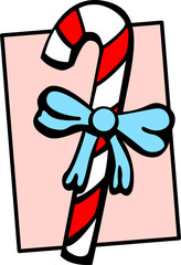 christmas candy cane with ribbon