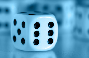 dice - number six in blue