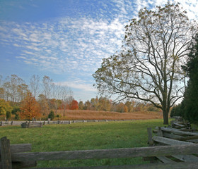 farm pasture with dramatic sky