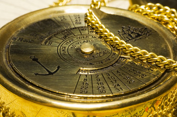 old style gold calendar close up