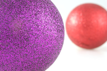 purple and red christmas balls
