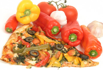 pizza slice with vegetables