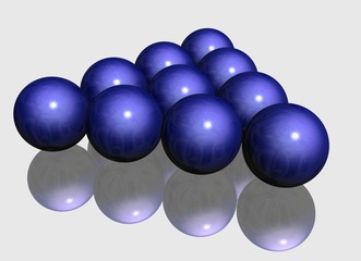 ten spheres with reflection