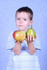 Fototapeta na wymiar boy and fruits