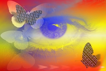 stock image of abstract binary code and eye as dig