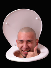 happy man in the can