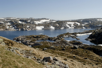 mountain lake and permafrost