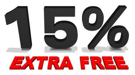 15% extra free 3d text