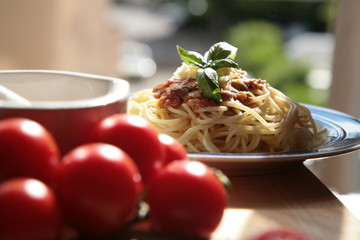 spagetti bolognese - obrazy, fototapety, plakaty