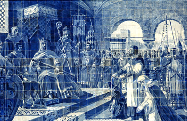 portugal, porto: azulejo in the railway station