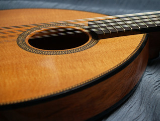 flat-top mandolin detail, side and top