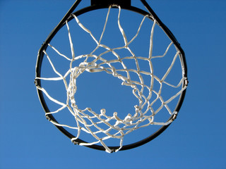 new basketball hoop and the blue sky