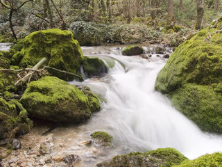 falls on  mountain river