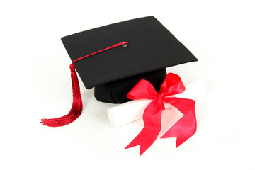 graduation cap and diploma